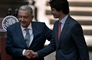 Presidente Andrés Manuel López Obrador con primer ministro de Canadá Trudeau