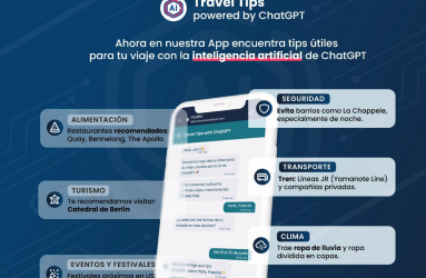 Universal Assistance incorpora el servicio Travel Tips with ChatGPT en su aplicación móvil. Foto: Especial
