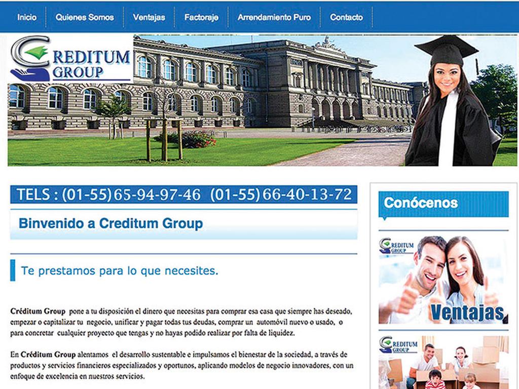 La página de internet de Creditum Group es el primer vínculo con los clientes que quieren solicitar un préstamo a para solucionar problemas económicos. Foto Archivo