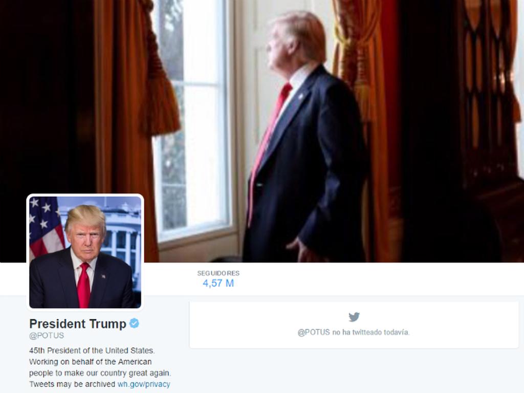 El nuevo presidente de Estados Unidos, Donald Trump, puede ser ya seguido en Twitter bajo la cuenta oficial @POTUS. Foto: Twitter @POTUS