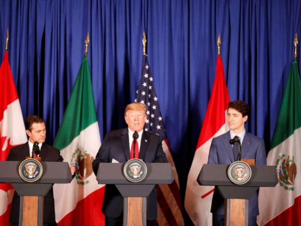 En Argentina, Trump dijo que el tratado comercial de su país con México y Canadá, conocido como T-MEC, es 'revolucionario'. Foto: AP