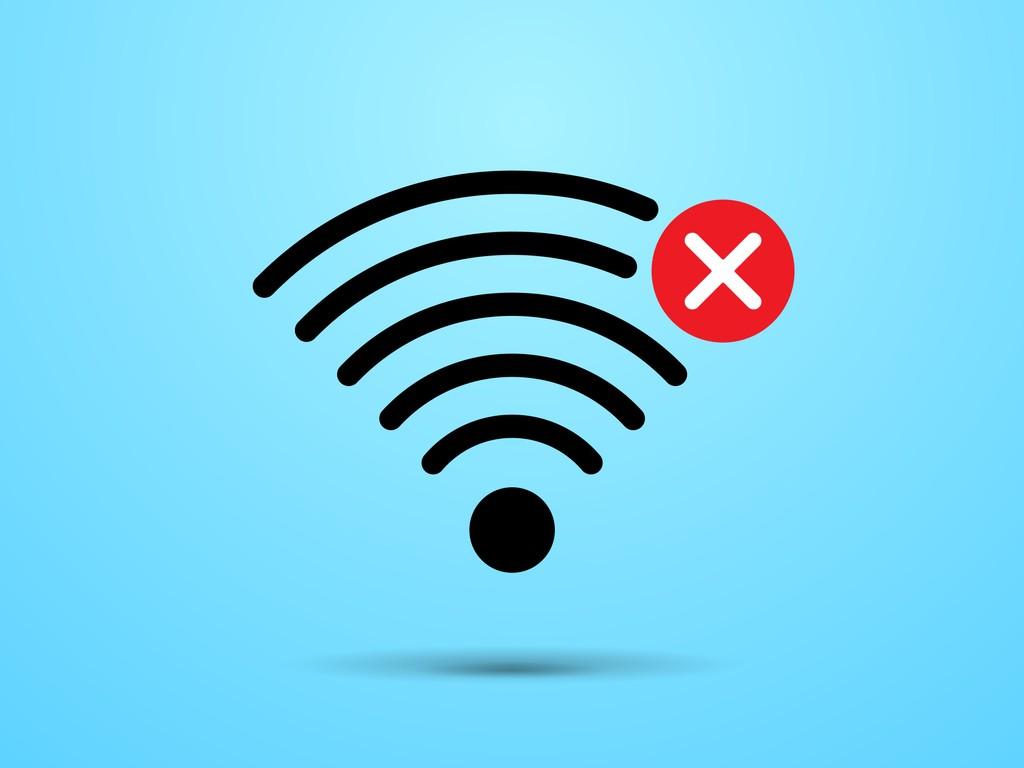 Símbolo de red WiFi sin conectividad. 
