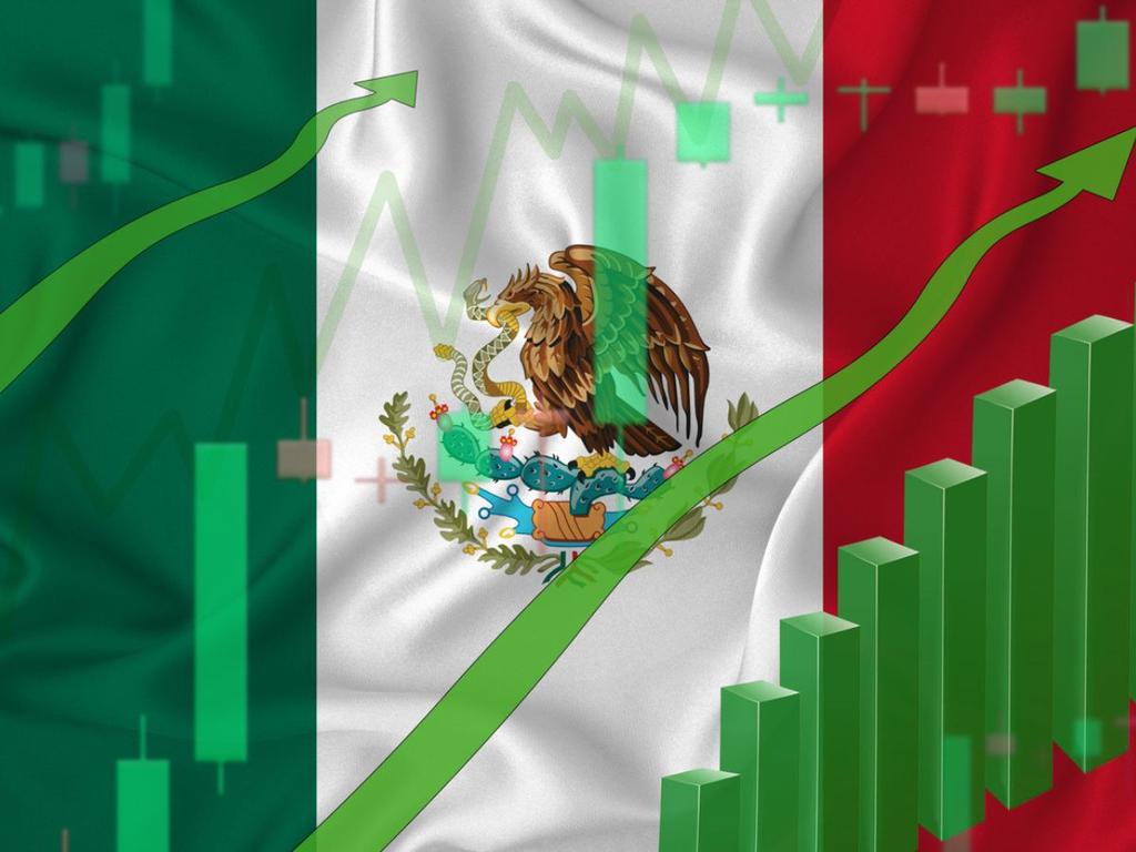Bandera de México con gráfica de crecimiento 