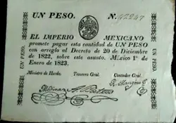 Billete del imperio mexicano. Foto: Especial