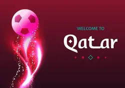 Poster de Qatar 2022 con pelota de futbol