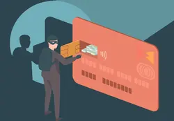 ilustración de hacker tratando de robar dinero de la cuenta bancaria