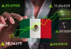 Bandera de México y gráfica.