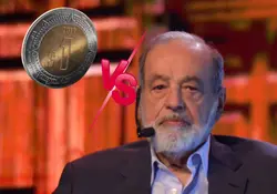Carlos Slim y moneda de un peso