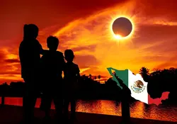 Familia observa eclipse solar 