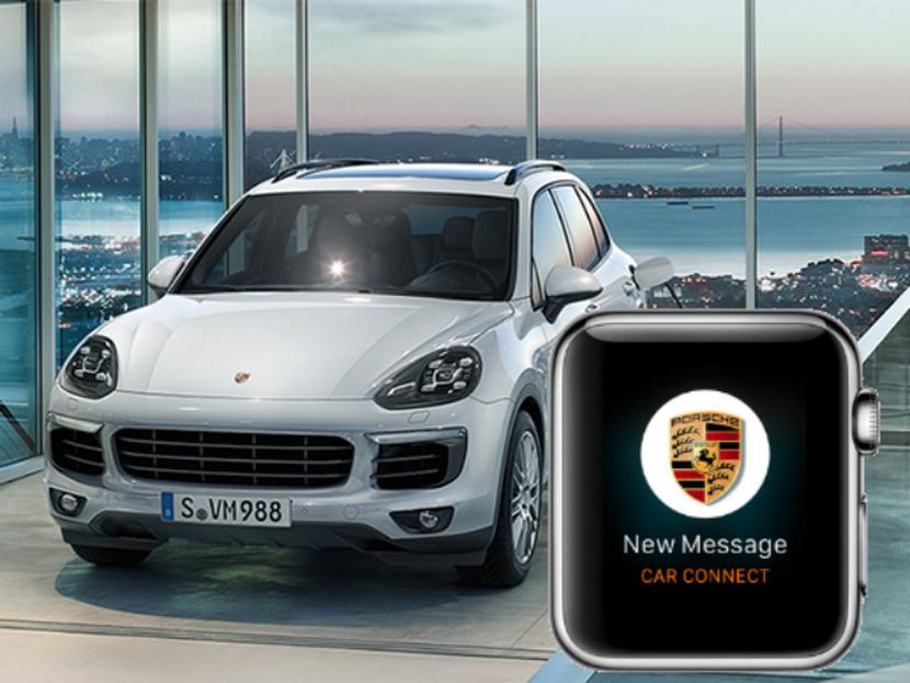La comunicación con el vehículo sigue siendo a través del iPhone, que ahora integra el Apple Watch como elemento de control adicional. Foto: Porsche