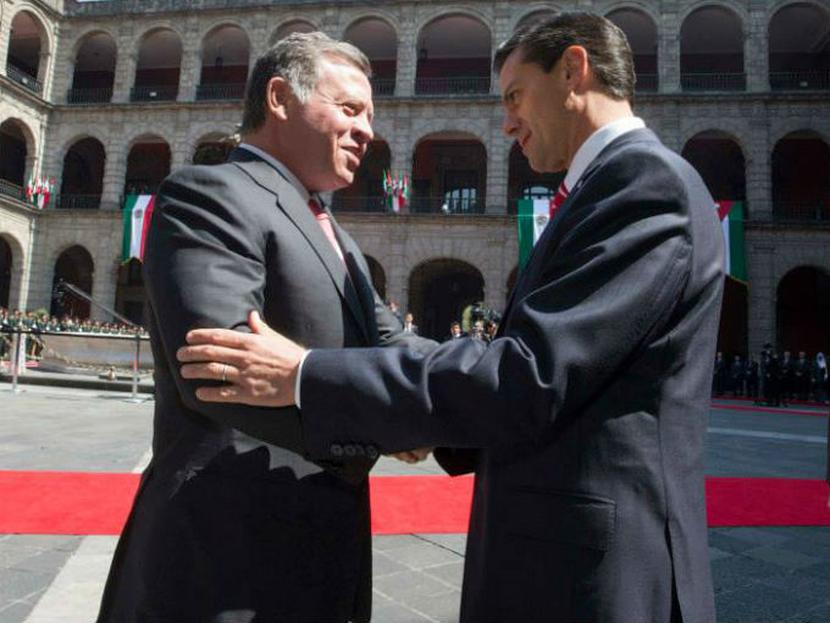 La negociación de este TLC es parte de los acuerdos adoptados por el presidente Enrique Peña Nieto, en la visita que el Rey Abdulla II de Jordania realizó a México. Foto: Presidencia