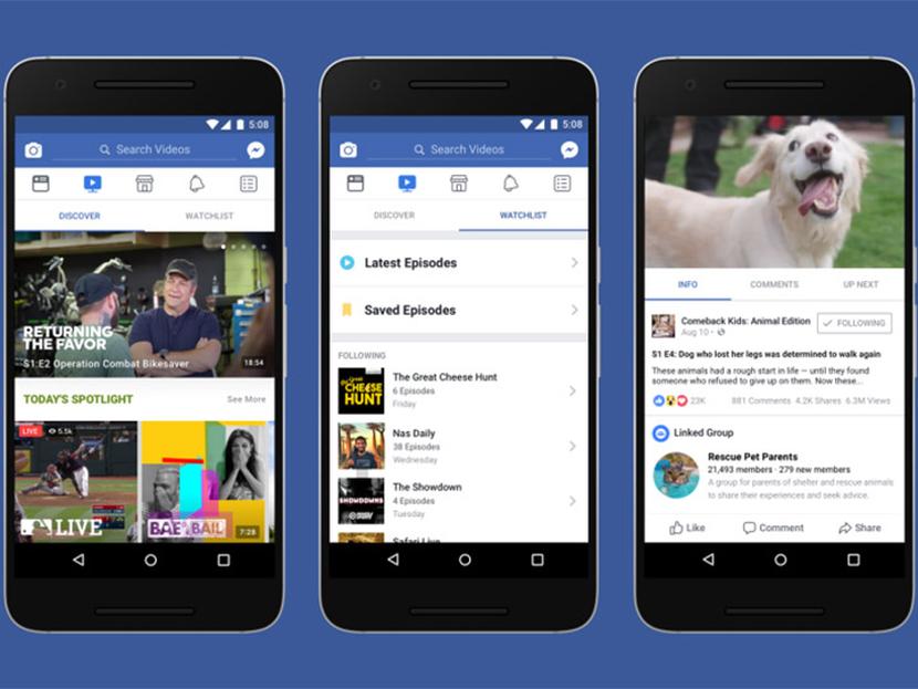 Facebook ha presentado Watch, la nueva plataforma de videos en la que distribuirá sus series y programas. Foto: Facebook