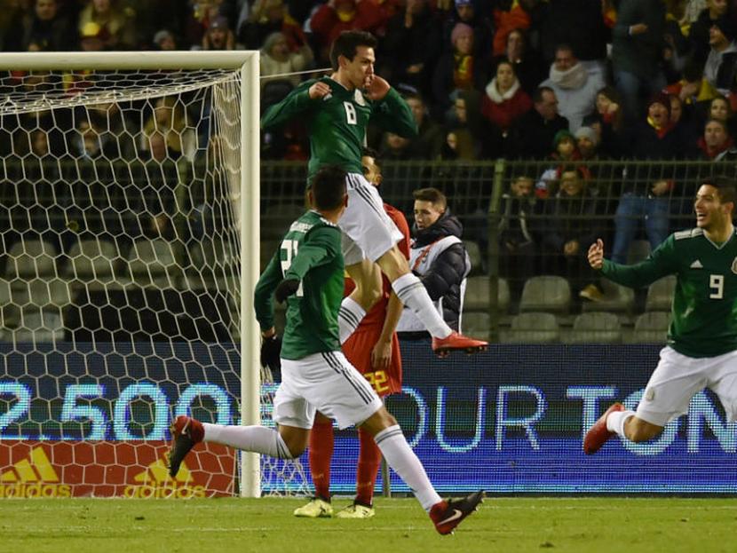 Hirving Lozano celebrando gol contra Bélgica. Foto: Reuters