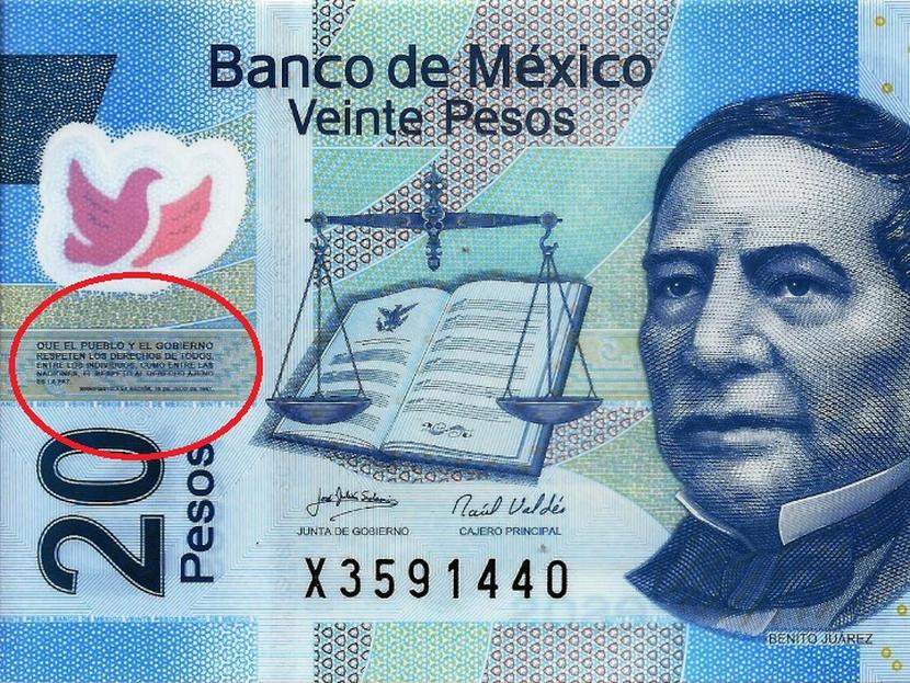 Billete de 20 pesos con Benito Juárez. Foto: Especial