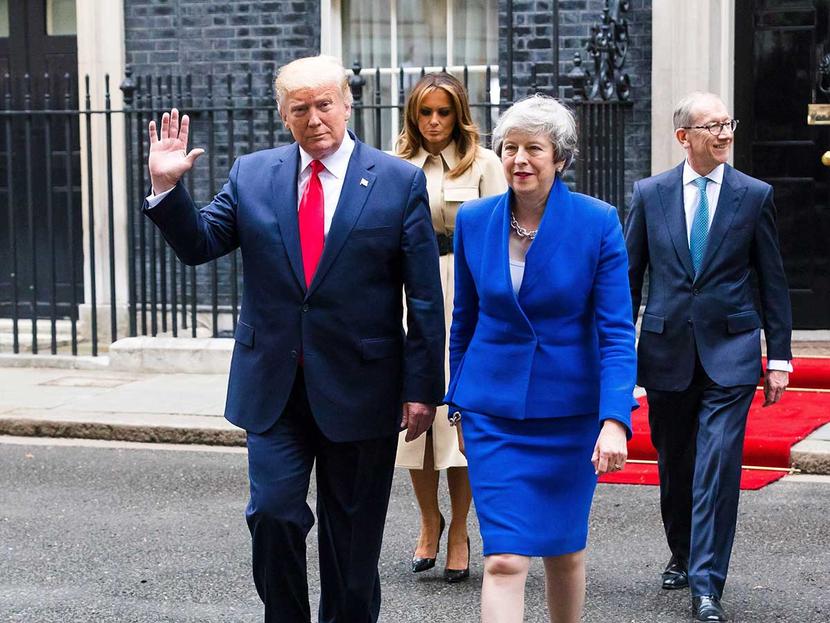 El presidente de EU, Donald Trump, y la primera ministra británica, Theresa May, tras una reunión en Londres. Foto: EFE