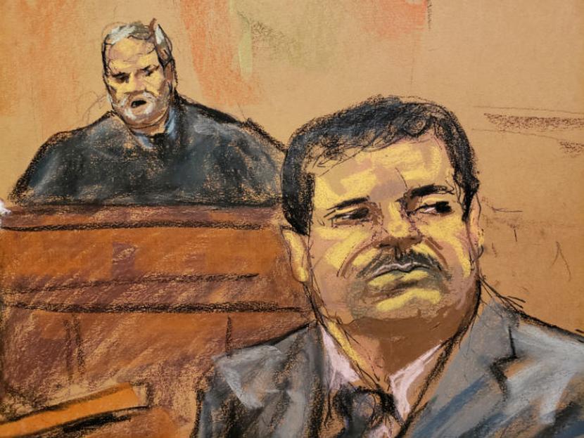 El Chapo mientras escucha su sentencia en la corte de Nueva York. Foto: Reuters