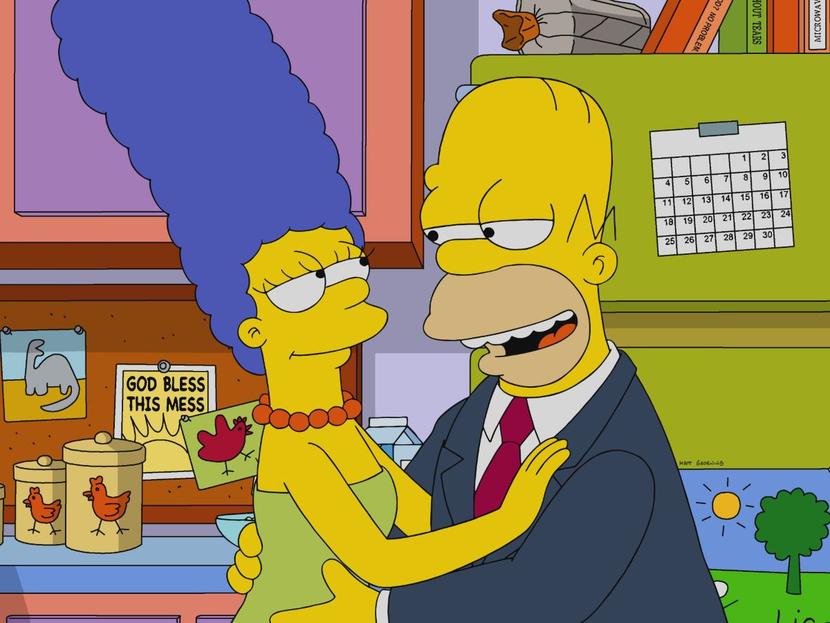 Homero y Marge, personajes de los Simpson. 
