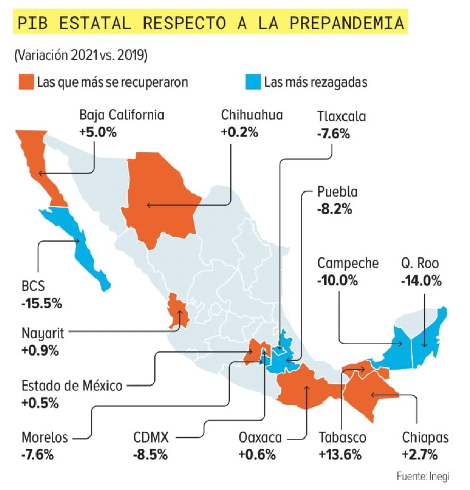 Mapa México estados dato economía PIB