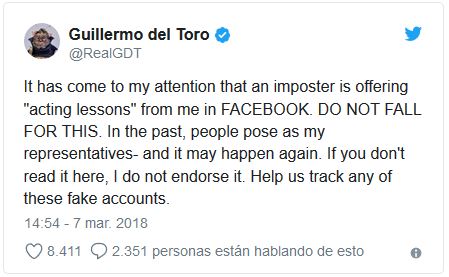 Guillermo Del Toro advierte sobre fraude