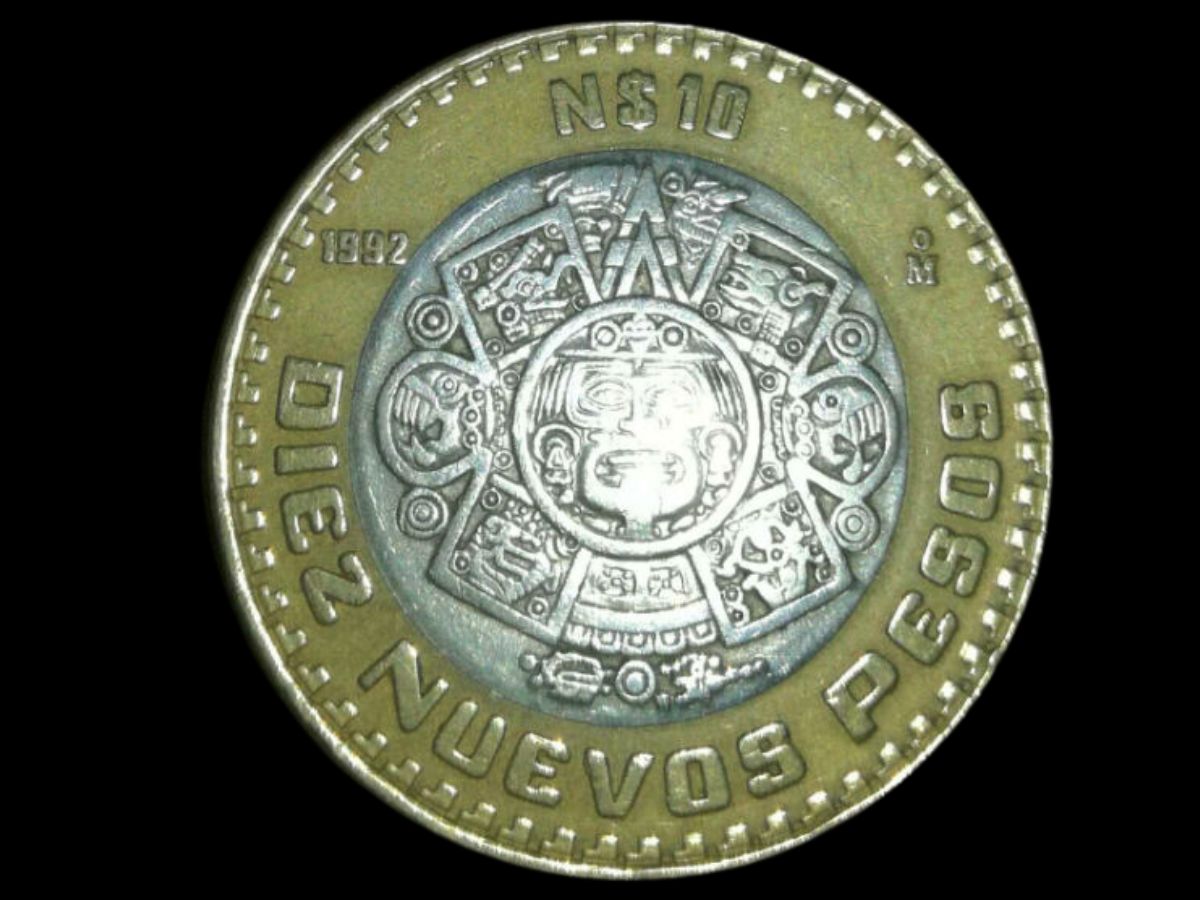 Anverso moneda de 10 pesos de plata 