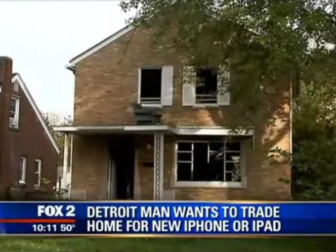 Un hombre que posee una casa en uno de los barrios semiabandonados de Detroit ha decidido cambiarla por el más reciente iPhone de Apple o una iPad. Foto: Especial