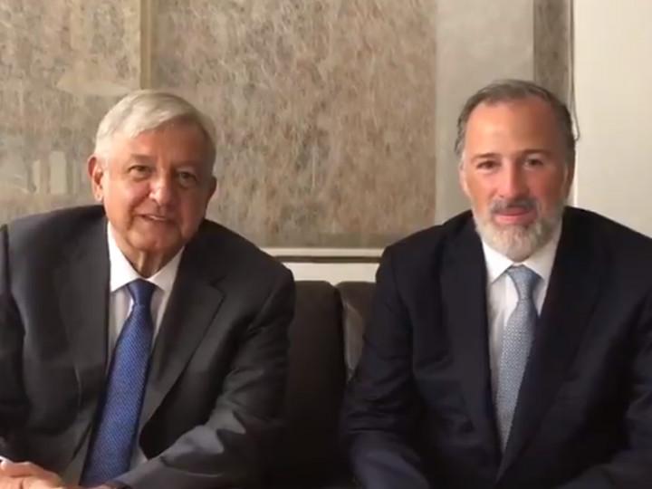El ganador virtual de las elecciones presidenciales, Andrés Manuel Obrador, y el ex candidato presidencial José Antonio Meade, se reunieron en la casa del tabasqueño. Foto: Captura de pantalla de Twitter.
