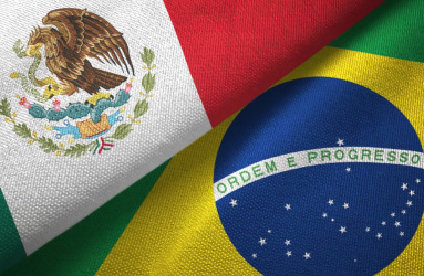 Bandera de México y Brasil 