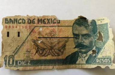 Billete de 10 pesos con la imagen de Emiliano Zapata.